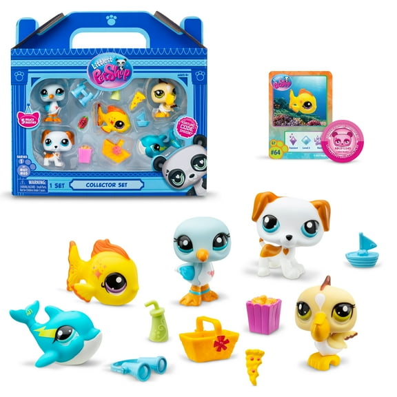 Littlest Pet Shop Collector Set - Beach Besties Theme - Gen 7, Pets #61 to #65,  Girls or Boys, Ages 4 
