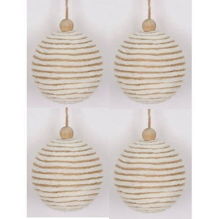 Fabric Ball Christmas Ornament, Beige, 4 in, by Holiday Time