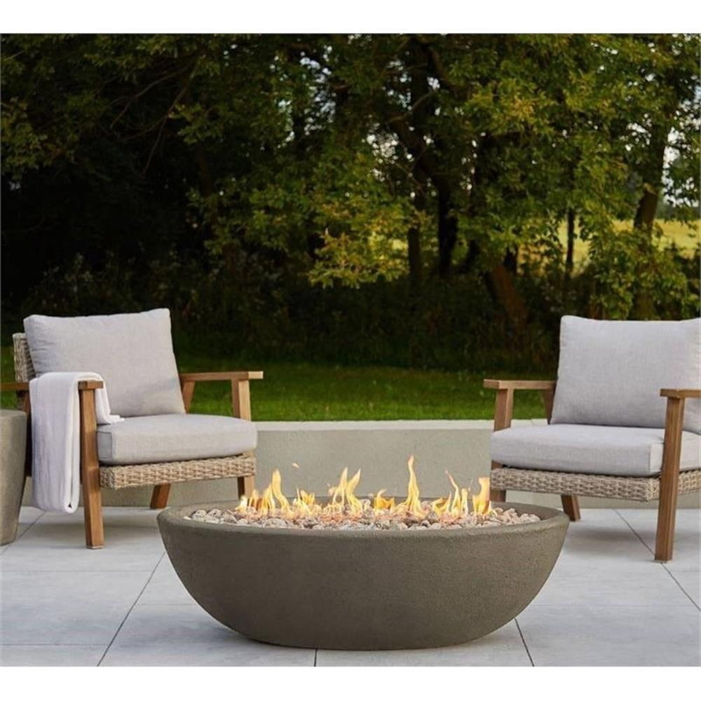Bowery Hill Contemporary Large Oval LP Metal Fire Bowl in Glacier Gray