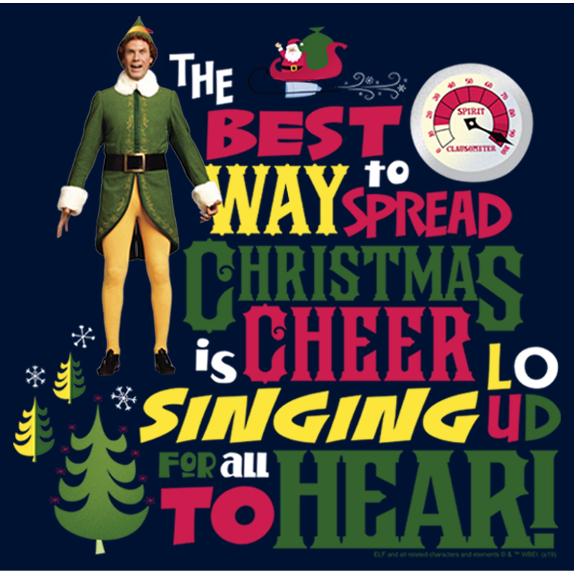 Men's Elf Christmas Cheer Loud Singing  Sweatshirt Navy Blue X Large