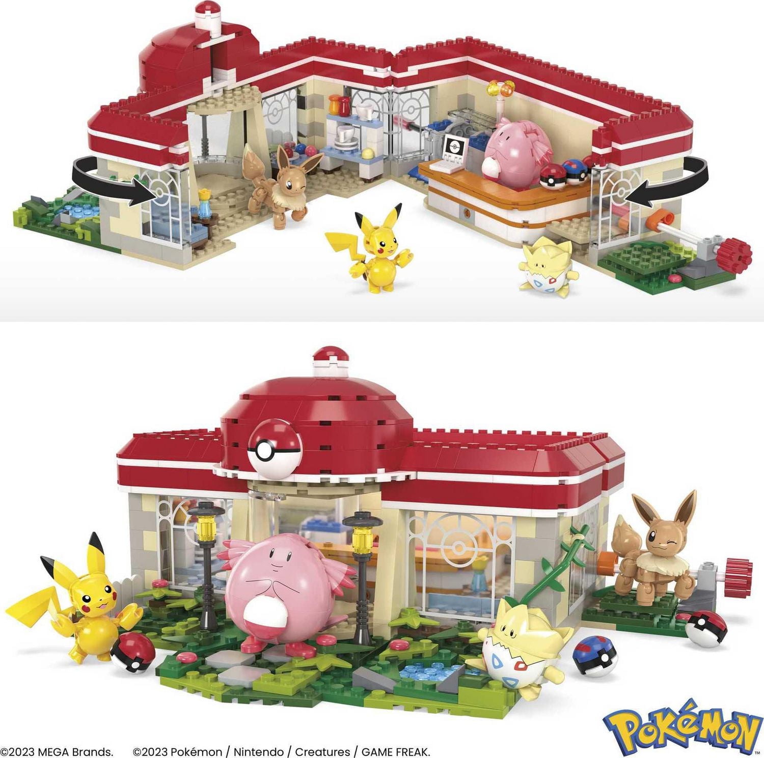 MEGA – Pokémon – Centre Pokémon de la forêt (648 pces), 4 fig. art.
