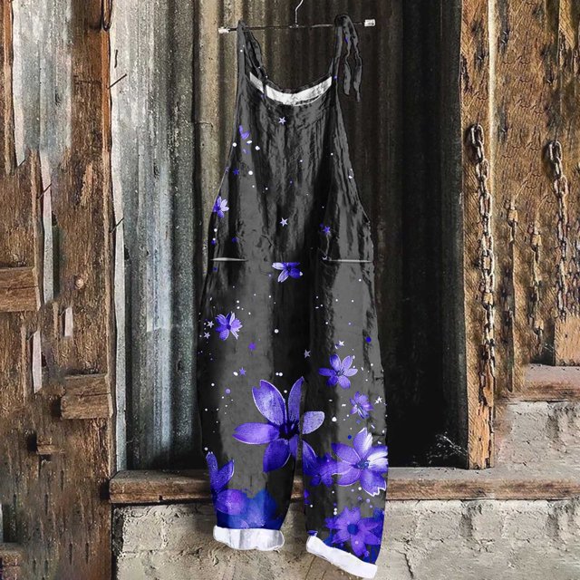 Styesk Pantalons pour Femmes Pantalons Imprimés Sans Manches Deux Poches Combinaisons Décontractées