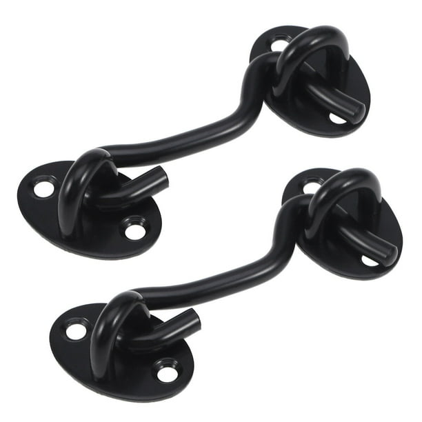 FELTECHELECTR 2 ganchos de 3 pulgadas de bronce para ventana, armario, puerta, ventana, cierre de seguridad, cerrojo con tornillo (negro)