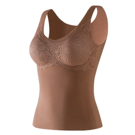 

Women s Traceless Thermal Vest Plus Fleece Large Size Underwear Wear Bra With Breast Padding Bra【Clearance】