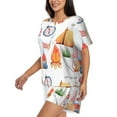thumbnail image 2 of Kdxio Gnome Camping Print Pajamas Sets for Women Short-Sleeved Pjs with Lounge Shorts Two Piece Sleepwear S-4XL, 2 of 8