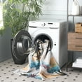 thumbnail image 3 of SAFAVIEH Malibu Florence Leaves Polyester Machine Washable Area Rug, Ivory/Taupe, 4' x 6', 3 of 11