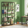 thumbnail image 5 of 10-Shelf Industrial Open Bookshelf, Staggered Design, 30lbs/Shelf Capacity, Wall Anchors & Adjustable Feet, Tall Etagere for Home/Office, 5 of 6
