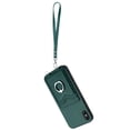 thumbnail image 2 of Wallet Case for iPhone X/XS, Stylish Ultra Slim PU Leather Card Slots Ring Stand Wrist Strap Shockproof Protective Thin Lightweight Back Case Cover for iPhone X/XS, Green, 2 of 7