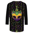 thumbnail image 5 of Jsaierl Womens Mardi Gras Shirts Funny Carnival Themed Mask Print Tees Trendy 3/4 Sleeve T Shirts Blouses Dressy Casual Crewneck Parade Tops, 5 of 5