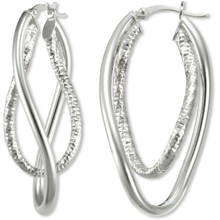 Sterling Silver Double-Twisted Oval Hoop Earrings