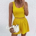 thumbnail image 6 of Two Piece Outfits Women Summer Shorts Sets 2 Piece Sleeveless Matching Crop Top And High Waisted Shorts For Women Womens Dress Shorts for Summer Swim Juniors Jams Board Shorts Swim Suits for Women, 6 of 6