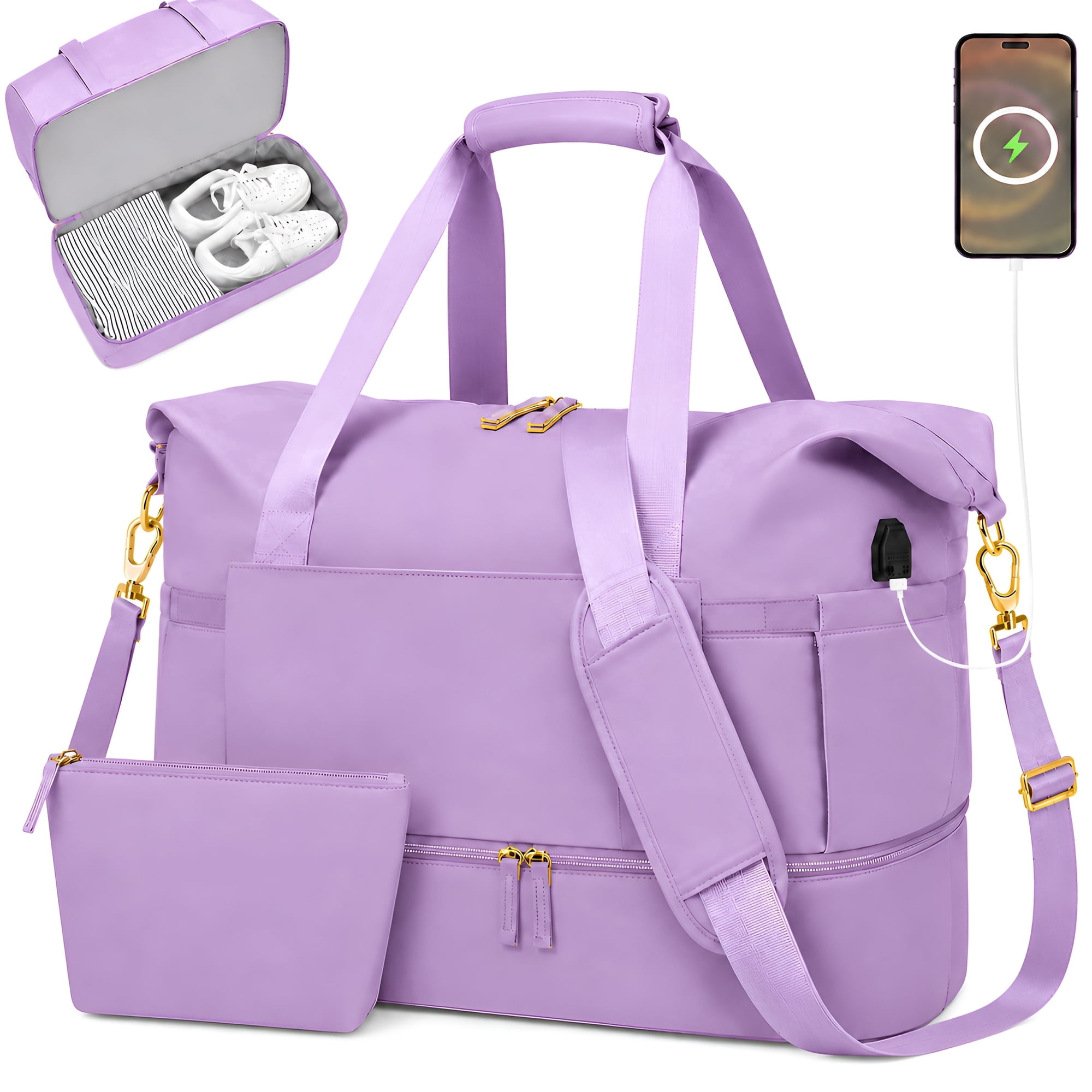 Victoria's Secret Quilted Mauve Signature Zipper Travel Gym Duffle