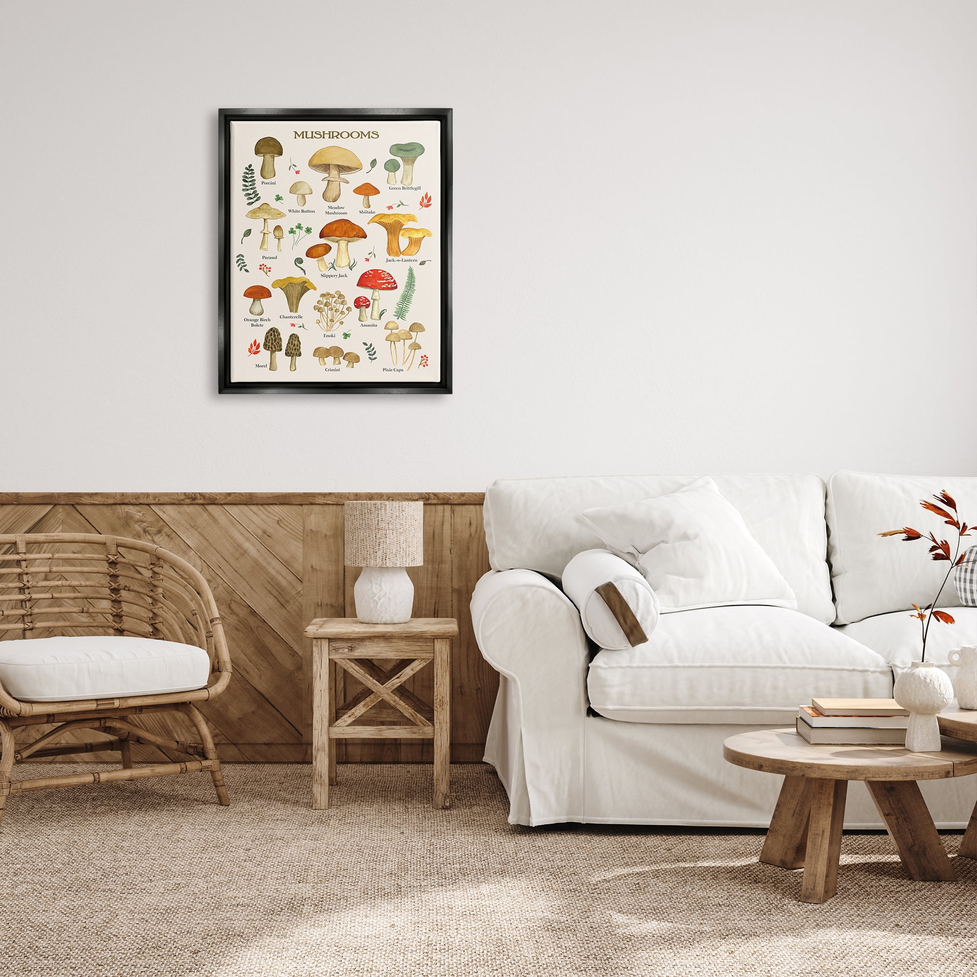 Stupell Industries Foraging Mushrooms Studies Botanical & Floral Painting Black Floater Framed Art Print Wall Art, 25 x 31