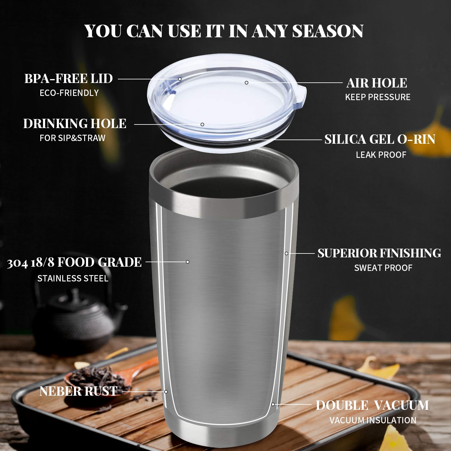 MUCR Termos de acero inoxidable con taza – Botella de agua aislada al vacío  de doble pared de 51 oz para viajes – Termos de café grandes con asa –