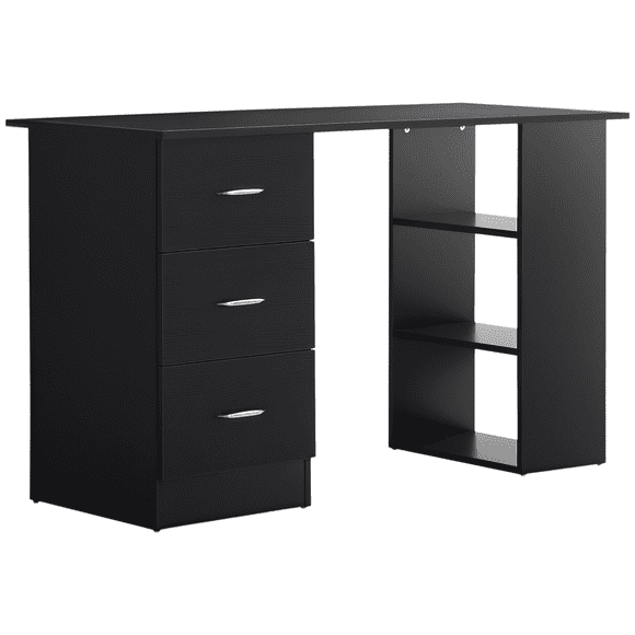 HOMCOM Computer Desk with 3-Tier Storage Shelves, Home Office Desk, Black