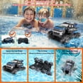 thumbnail image 3 of Amphibious Remote Control Car 8WD RC Monster Truck with 2 Rechargeable Batteries for Boys Age 8-12 Offroad Waterproof RC Pickup 2.4GHz All Terrain RC Drift Cars Beach Pool Toys Gifts for Kids Blue, 3 of 6