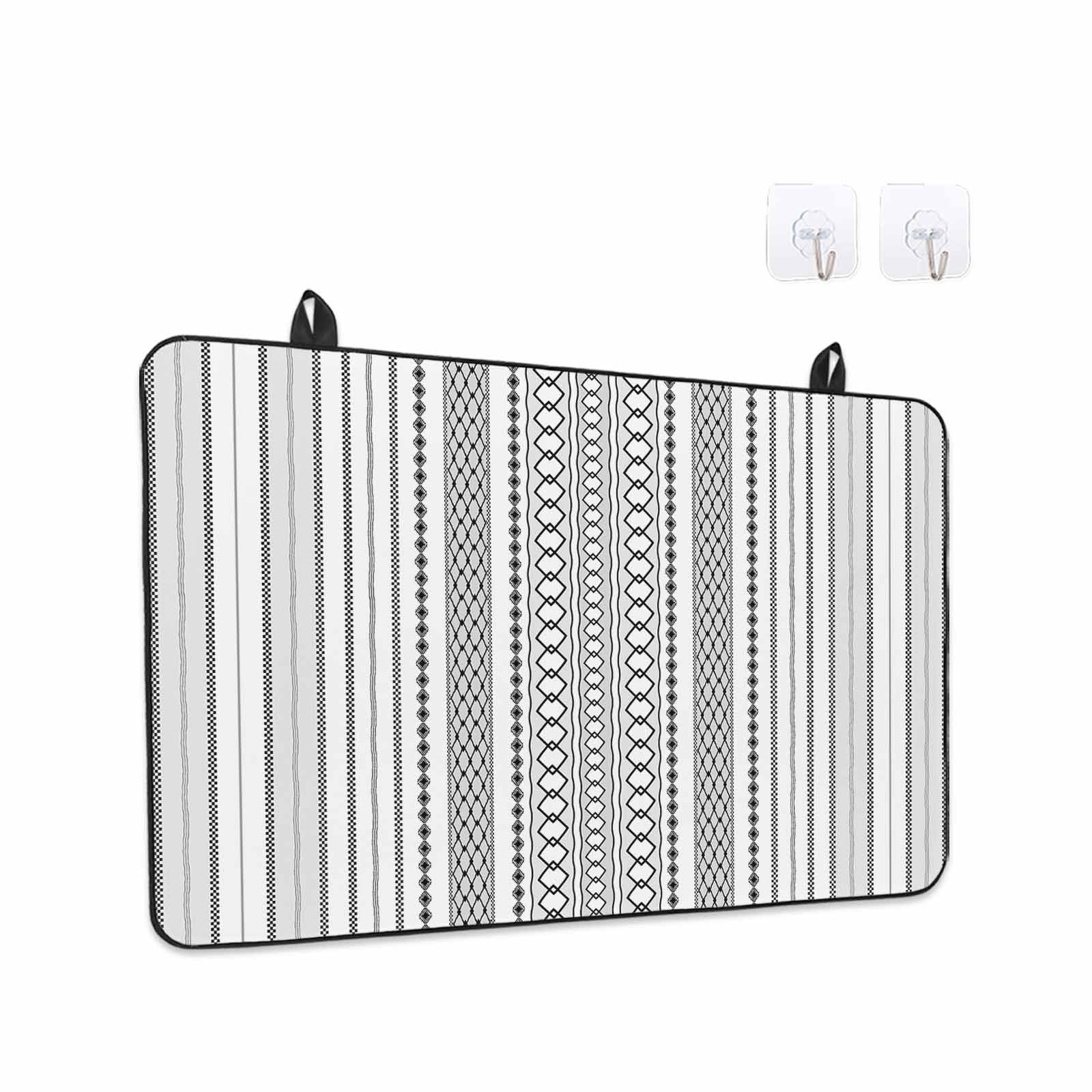 Black White Striped Stove Top Cover for Electric Stove, Heat-proof & Non Slip Glass Top Stove Cover Protector, Modern Farmhouse Geometric Kitchen Flat Cooktop Rubber Mat 24x21 Inches