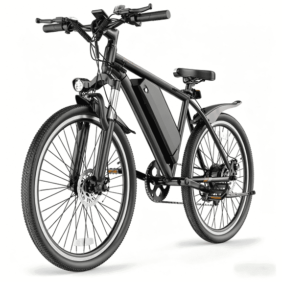 26" E-Mountain Bike for Adults, 350W Motor, 48V 5.2Ah Removable Battery, Up to 20 MPH & 45 Miles Range, 7-Speed Electric Bicycle with Pedal Assist, UL2849 Certified