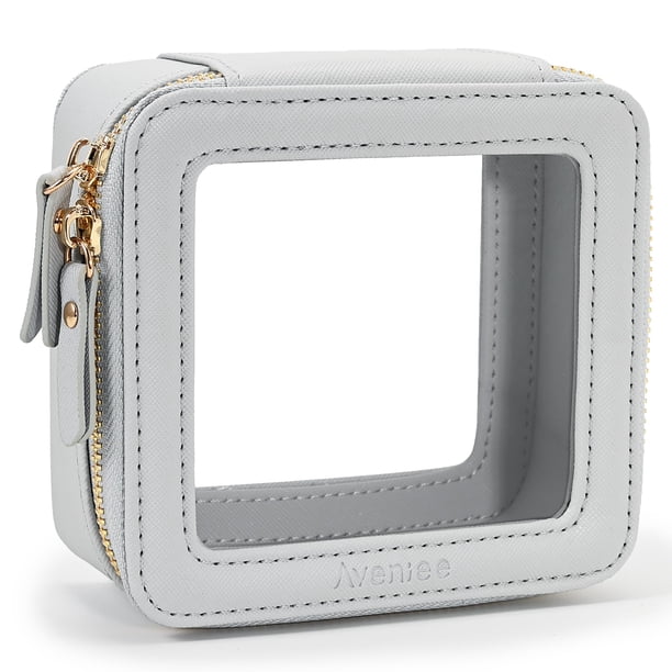 Bolsa de maquillaje transparente Aveniee, pequeña, organizadora de artículos de tocador de viaje, azul