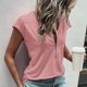 thumbnail image 3 of Camiseta casual de verano para mujer, cuello redondo, cremallera, encaje, blusas, túnica suelta, manga corta, 3 of 6