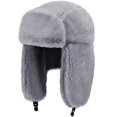 thumbnail image 1 of Gorro cálido de soldado ruso, gorro de esquí de invierno de trampero para mujeres y hombres, resistente al viento, gorro de cazador de trampero con pelo para piloto de invierno al aire libre, 1 of 6