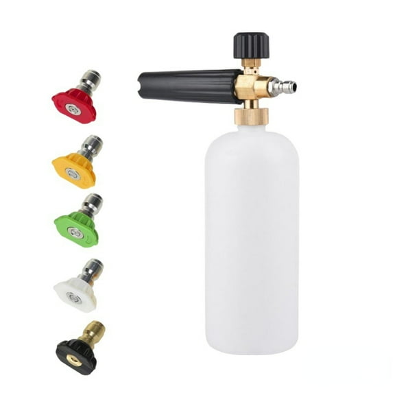 Foam Cannon with 1/4 Inch Quick Connector, 1 Liter, 5 Pressure Washer Nozzle Tips