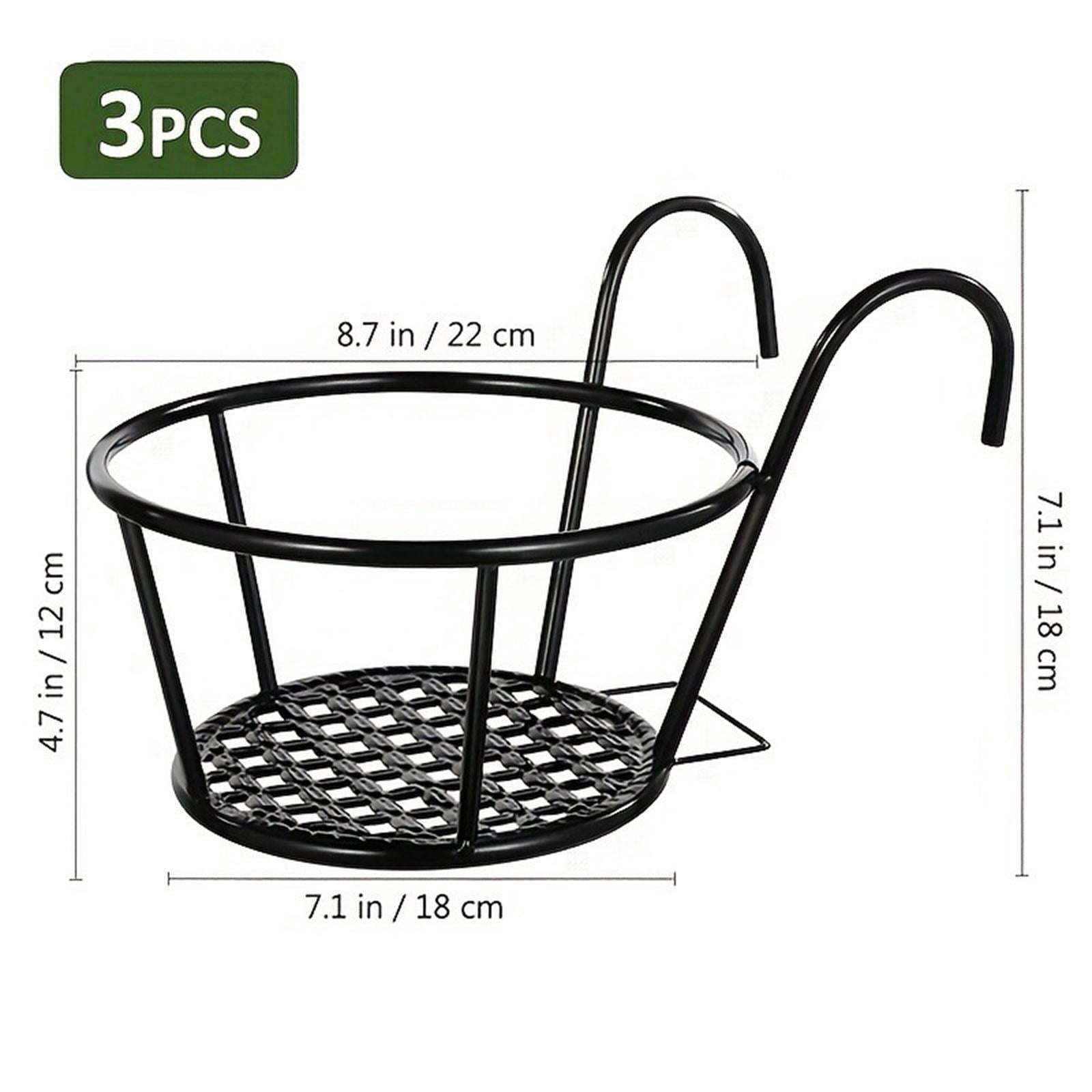 simhoa 3x Hanging Planter Basket Above The Rail Flower Pot Holder Around Hanging Railing Planters for Window Courtyard Outdoors in The Interior Outdoors Black