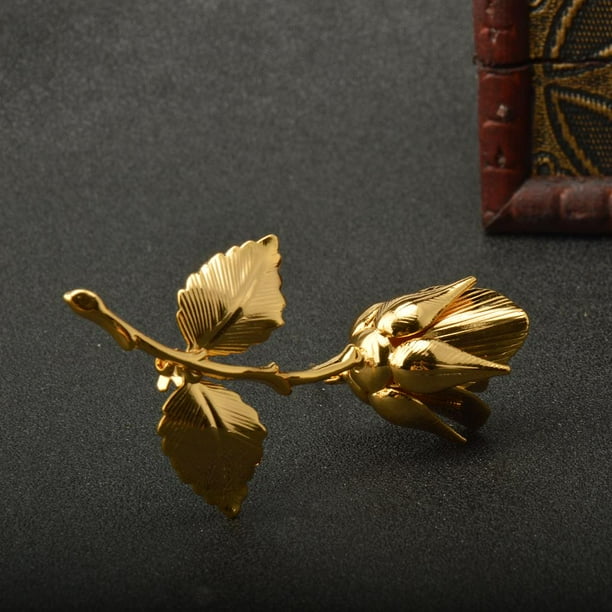 Elegante broche de rosa chapado en oro de 24 para traje de hombre joyería de novio de boda Amarillo dorado Hugo Broche de flor