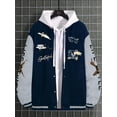 thumbnail image 2 of Faithtur Men Baseball Jacket, Long Sleeve Button Closure Letters Bear Print Contrast Color Varsity Jacket Fall Casual Jacket, 2 of 4