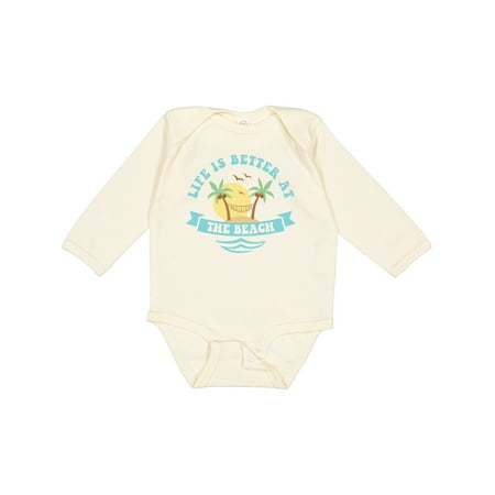 

Inktastic Life s Better at the Beach Gift Baby Girl Long Sleeve Bodysuit