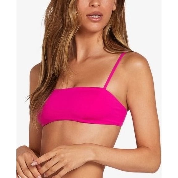Volcom FUCHSIA Juniors' Simply Seam Croplette Bikini Swim Top, US Medium