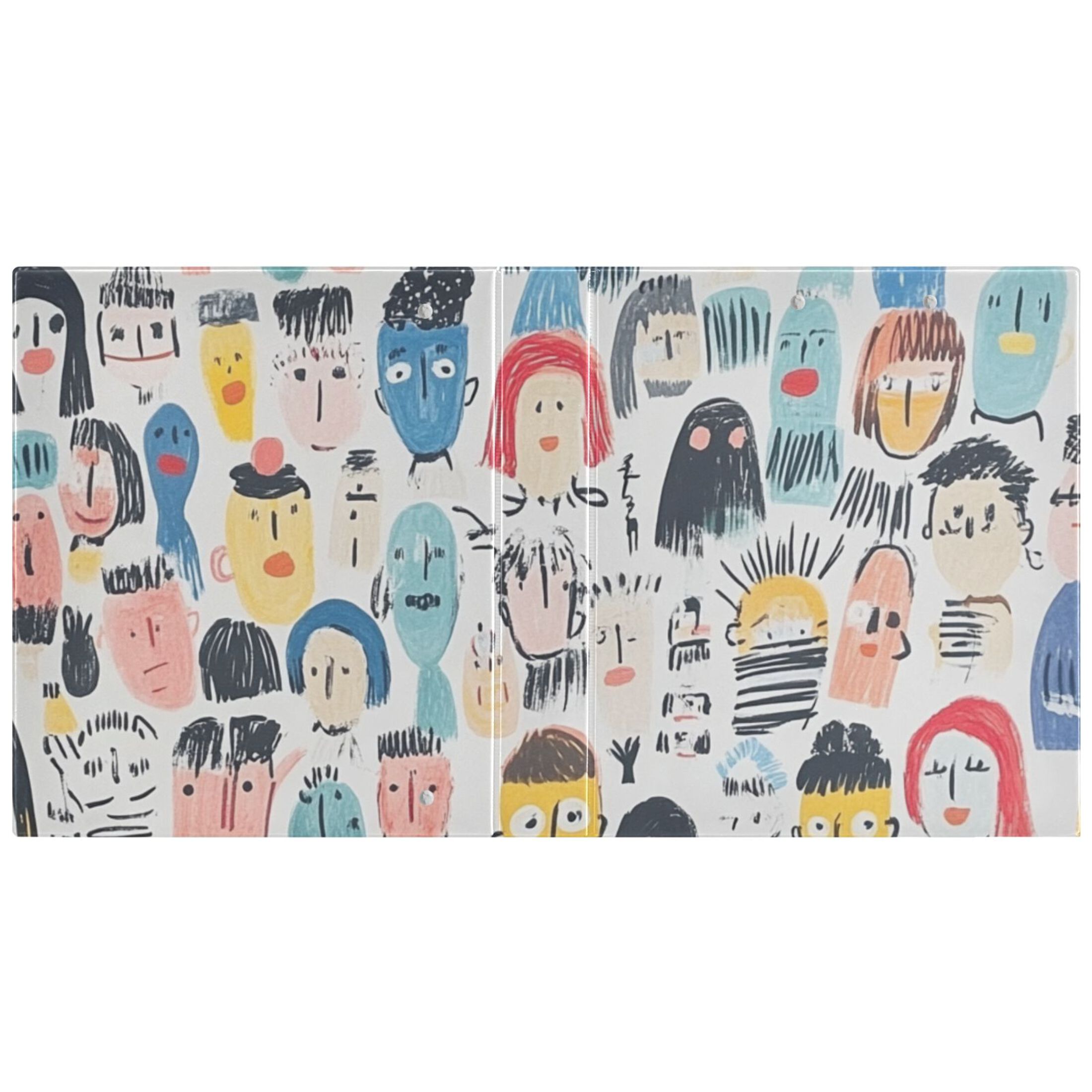 Doodle Faces 3 Ring Binders 1.5 inch Hardcover File Folders with Interior Pockets A4 Size Organizer for School Office Hospital