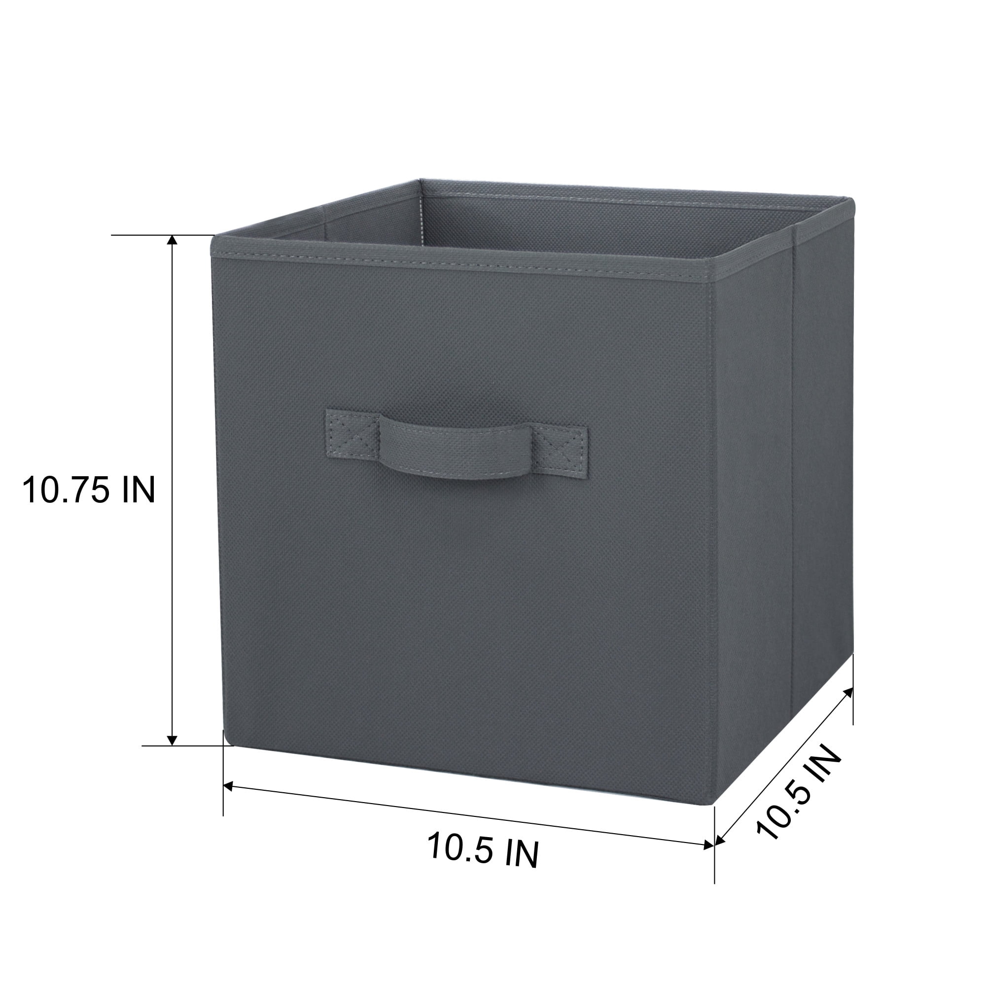 Mainstays Collapsible Cube Fabric Storage Bins (10.5" x 10.5"), 6 Pack, Gray Flannel