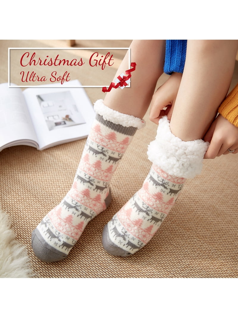 DivanTree 3 Pairs Christmas Fuzzy Socks for Women Non Skid  display picture 2
