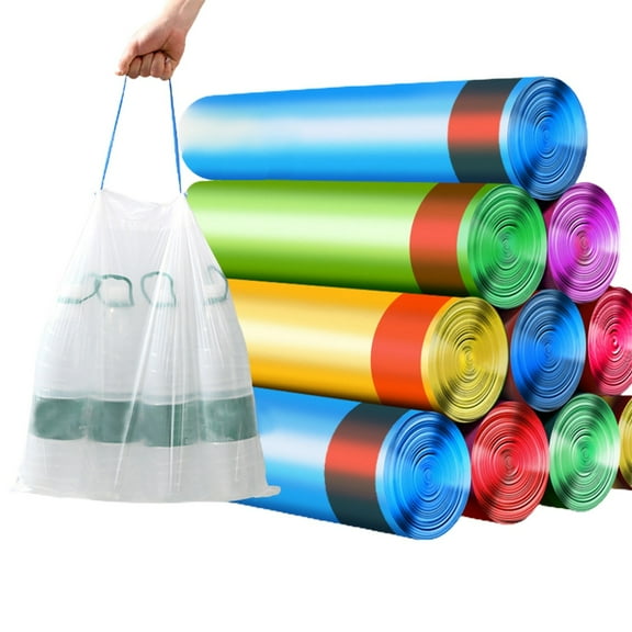 SIguan,10 Rolls 150 PCS Roll Thickened Trash Bags,Durable Recycled Rubbish Bags,Solid Color Garbage Bags for Bathroom Kitchen Multicolor 17.72*19.69''