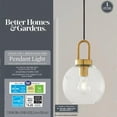 thumbnail image 5 of Better Homes & Gardens 59” Golden Pendant Ceiling Light, Metal Base Glass Shade, LED Bulb Included, 5 of 12