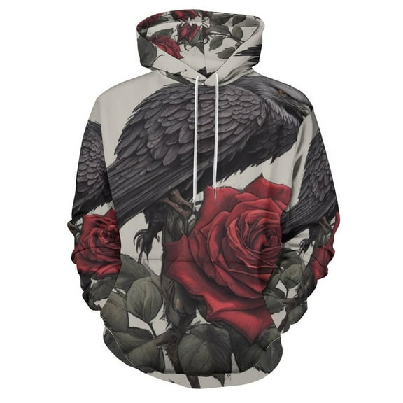 Death Hawk ROse Regular Fit Hoodie, Sporty Pullover Hooded Sweatshirt for Men Women S