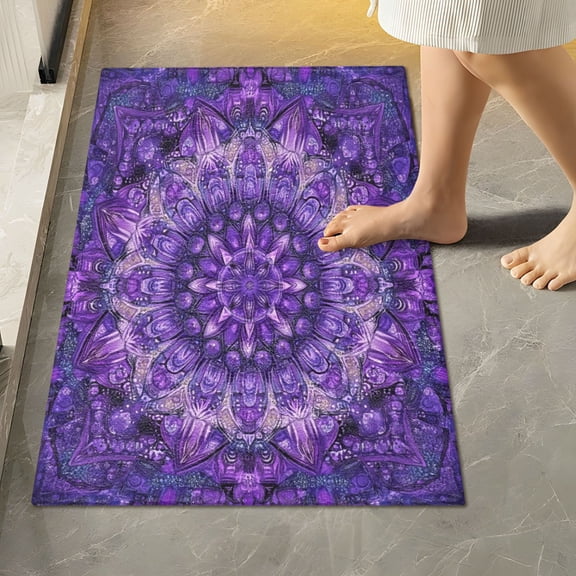 RMDQTR 16" × 24" Rectangle Shape Bathroom Rugs Plush Toilet Base Mat Soft Rugs Non Slip Absorbent Purple Color Scheme