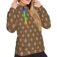 thumbnail image 5 of Yiaed Green and Squares Print Womens Casual Hoodies Crew Neck Long Sleeve Sweatshirts With Pocket Pullover Tops Women's Hooded Sweatshirt-Small, 5 of 5