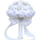 thumbnail image 2 of XmhyTop Ramo de novia para boda, dama de honor, rosa de satén, perlas artificiales, cintas de satén, ramo de flores para boda, verde, 2 of 5