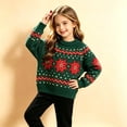 thumbnail image 2 of Ruiwill Christmas Girls Sweater Snowflake Print Crew Neck Long Sleeve Knit Pullover Xmas Top, 2 of 6
