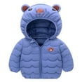 thumbnail image 3 of Baby Boys Girls Winter Down Coats Toddler Kids Light Puffer Padded Jacket Bear Hoods Infant Outerwear 1-5T, 3 of 4