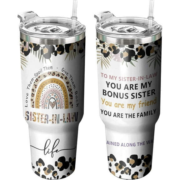 40 Oz Double Wall Sister in Law Tumbler with Handle and Straw, Future Sister in Law Wedding Gift Water Bottle, Birthday Gifts for Sister in Law Coffee Mug, Stainless Steel Cup Sister in Law Gifts