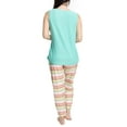 thumbnail image 3 of MUK LUKS Tank and Jogger Pajama Set, Aqua/Multistripe, Medium, 3 of 4