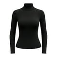 thumbnail image 4 of Breezora Ribbed Turtleneck Long Sleeve Layer Top Soft Thermal Base Shirt Lightweight Womens Fall Winter Essential XL Size Black, 4 of 4