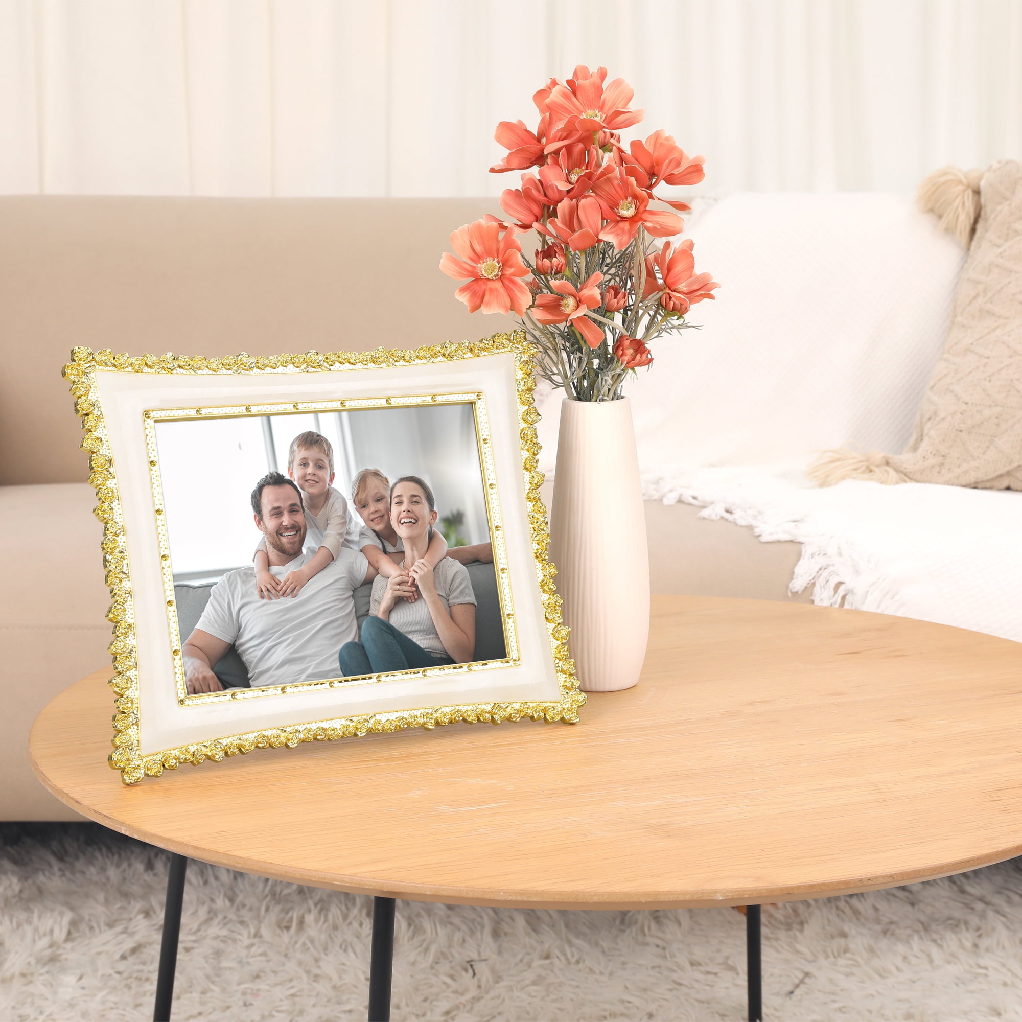 Unique Bargains Luxury Picture Frame Retro Plated Photo Frames Gold 7x10