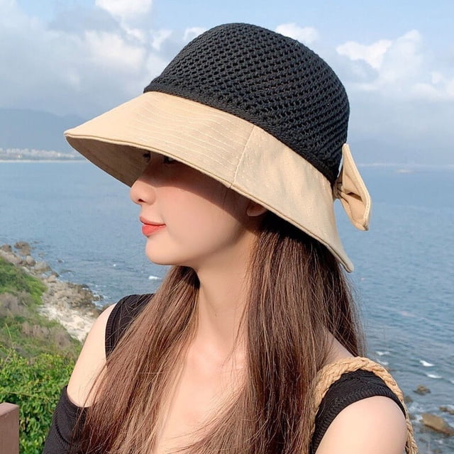LinYooLi The New Foldable Solar Hat Female Sunscreen Summer Version Of The Versatile Bow Hood, Big Hat, Fisherman Hat