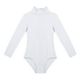 thumbnail image 3 of Alvivi Kids Girls Classic Long Sleeves Leotards Gymnastics Ballet Dance Bodysuit Jumpsuit Mock Neck Unitard Dancewear White 5-6, 3 of 7