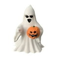 thumbnail image 2 of Mini Ghost Ornament Set - Halloween Ghost Decor Statue, Resin Halloween Decor for Shelf/Tabletop, Cute Spooky Gift (White, Style D), 2 of 5