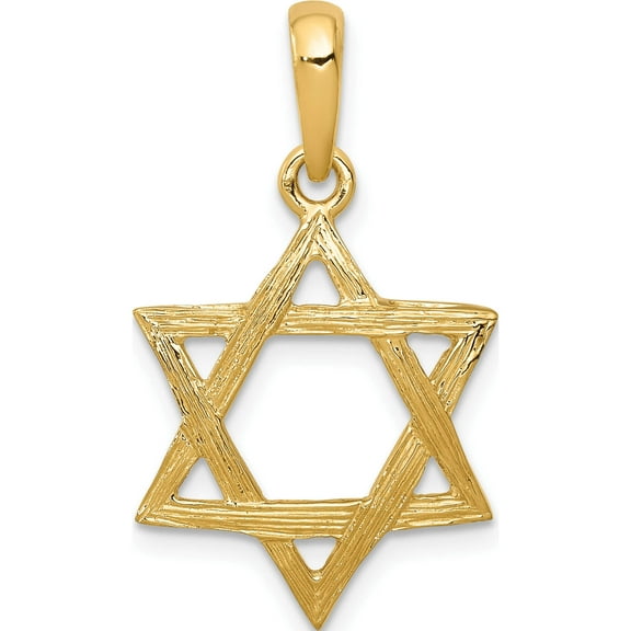 14K Yellow Gold Star Of David Pendant (24 X 15) Made In United States k532
